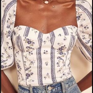 Reformation White Cream Bustier Blouse